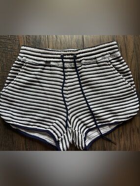 Splendid Navy & White Striped Knit Drawstring Athletic Shorts